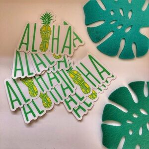 Aloha Pineapple Stickers - Green and Yellow